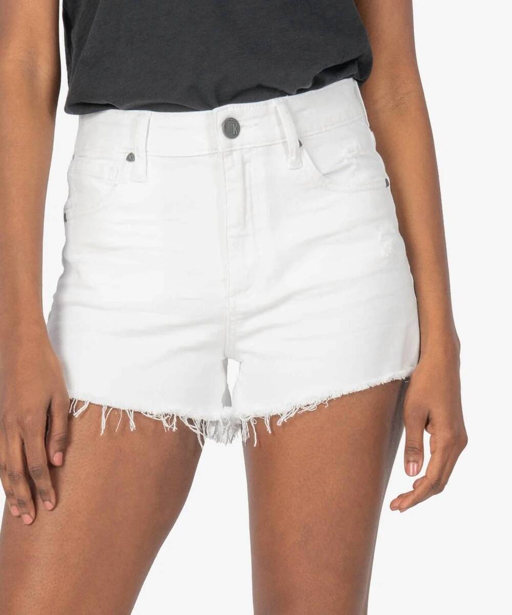 NEW KUT FROM THE KLOTH jane high rise denim short in optic white